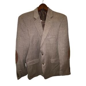 Vintage Stafford Brown Tweed Wool Blazer Sport Coat Jacket Elbow‎ Patch XL SZ 42